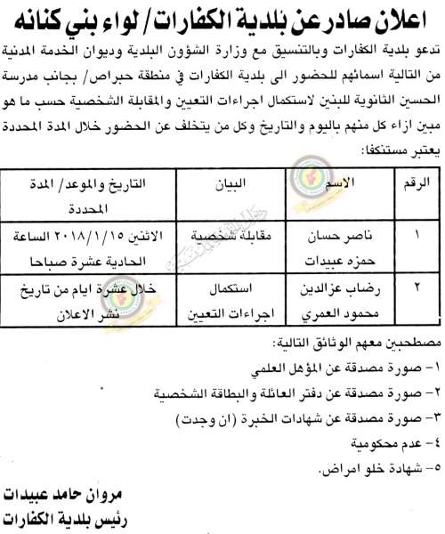 مدعوون للتعيين ووظائف في مختلف الوزارات - أسماء