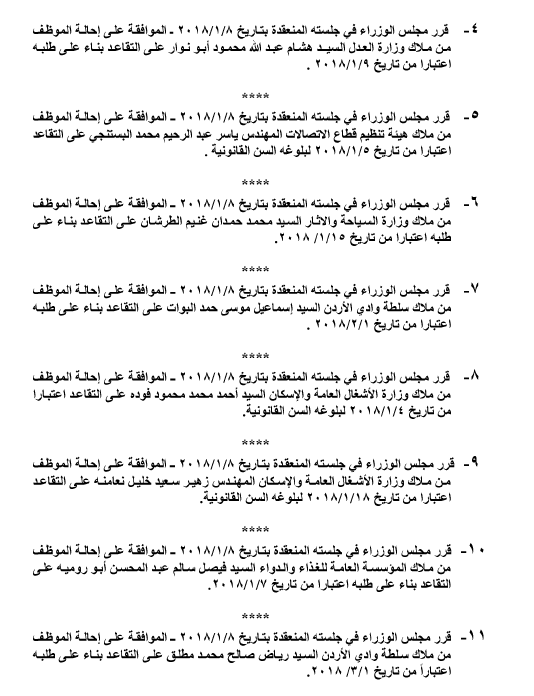 تعيينات واحالات على التقاعد  في عدد من الوزارات والدوائر الحكومية - اسماء