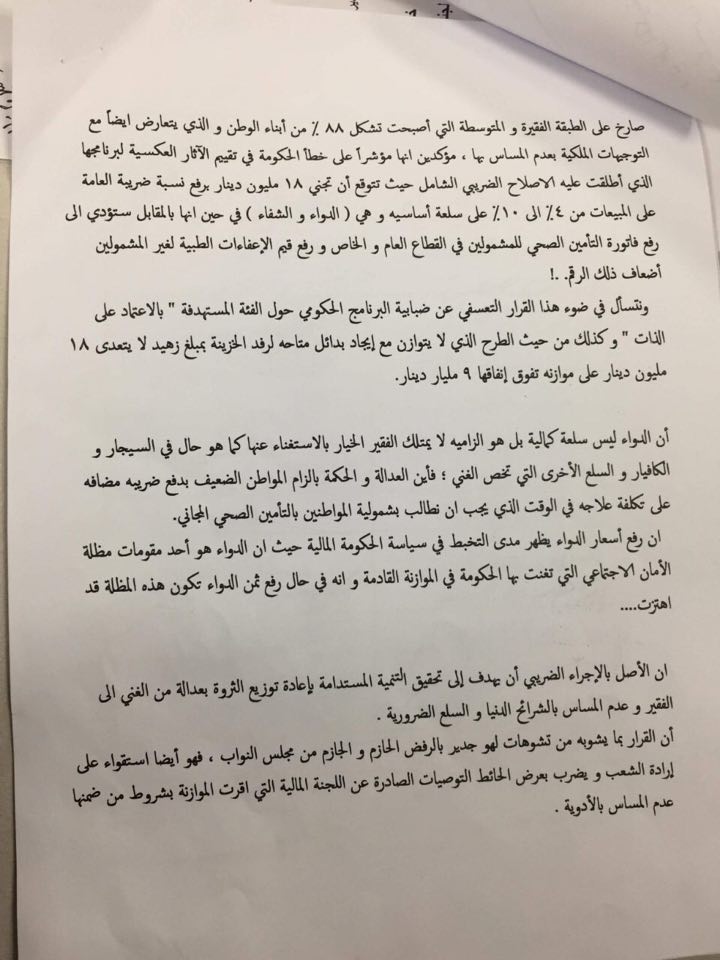 النواب يتبنى مذكرة ابو رمان للتراجع عن رفع اسعار الدواء