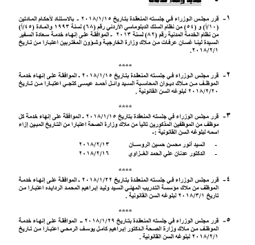 احالات على التقاعد في التربية والصحة و مختلف الوزارات - اسماء