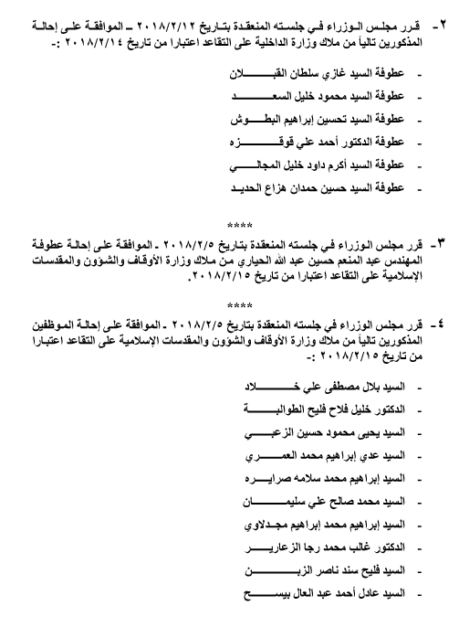 إحالات الى التقاعد في دوائر حكومية - اسماء