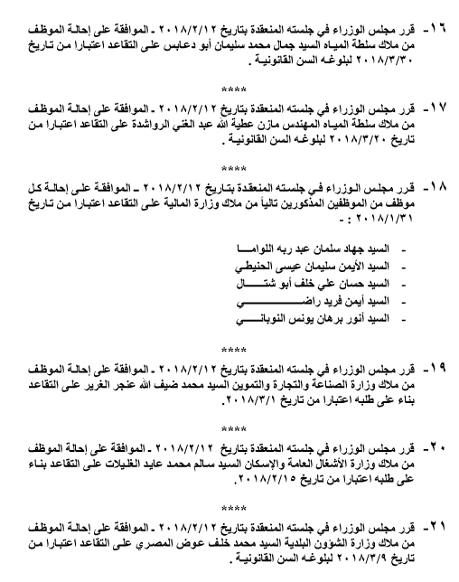 إحالات الى التقاعد في دوائر حكومية - اسماء