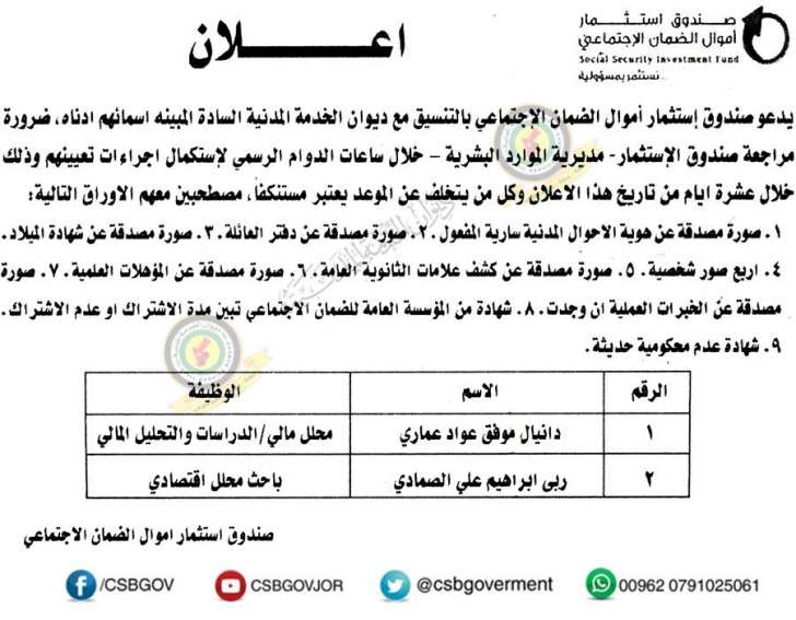 وظائف شاغرة ومدعوون للتعيين في مختلف الوزارات - أسماء