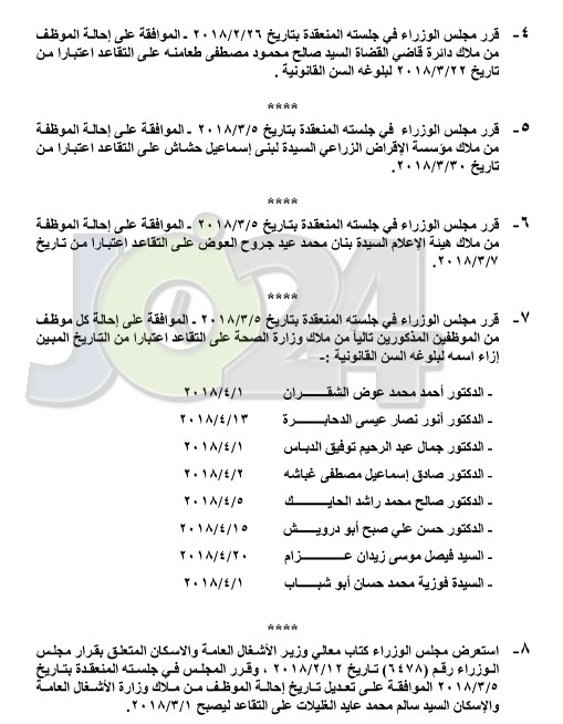 احالات على التقاعد في التربية والصحة و مختلف الوزارات - اسماء