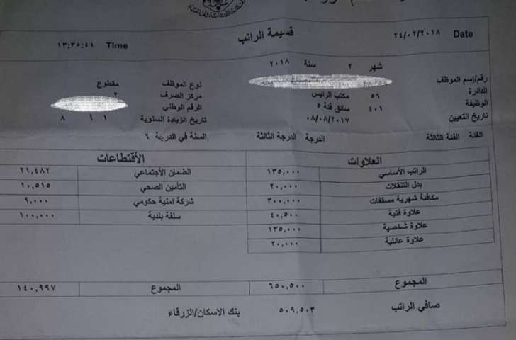 أبو السكر يوضح لـ الأردن24 حقيقة راتب سائقه الشخصي - وثيقة