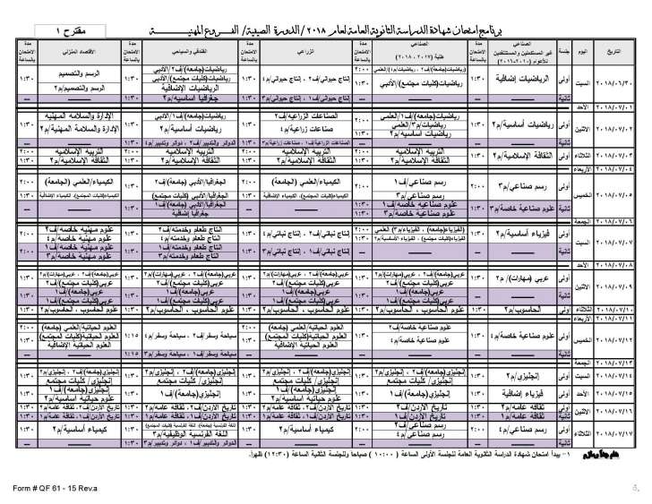 التربية تنشر مقترحين لبرنامج امتحان الثانوية العامة وتدعو للتصويت عليهما