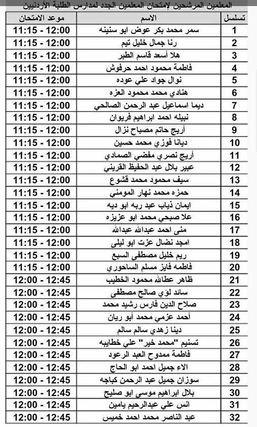 مدعوون لحضور امتحان المعلمين الجدد في التربية- أسماء