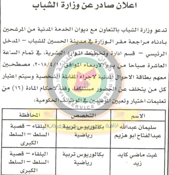 وظائف شاغرة ومدعوون للتعيين في مختلف الوزارات - أسماء