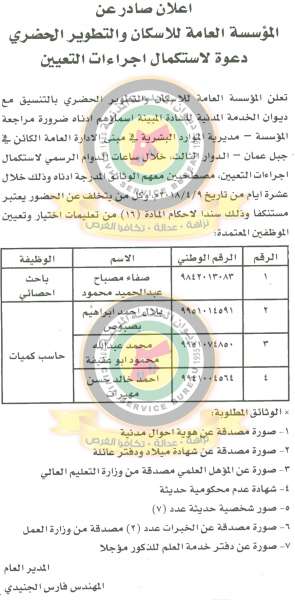 وظائف شاغرة ومدعوون للتعيين في مختلف الوزارات - أسماء