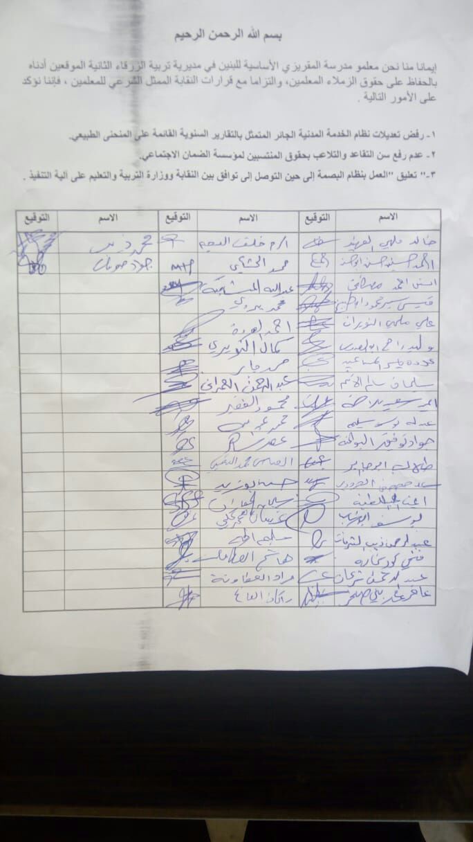 الزرقاء: مئات المعلمين يحتجون على تعديلات الخدمة المدنية ونظام البصمة والعبث بأموال الضمان - اسماء