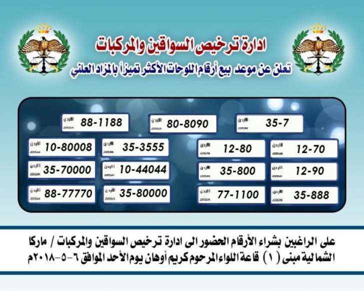 مزاد علني جديد لبيع الارقام الأكثر تميزاً بـالترخيص