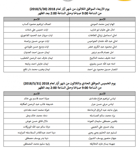 مدعوون للامتحان التّنافسي للمرحلة الثالثة لدبلوم إعداد وتأهيل المعلمين - أسماء