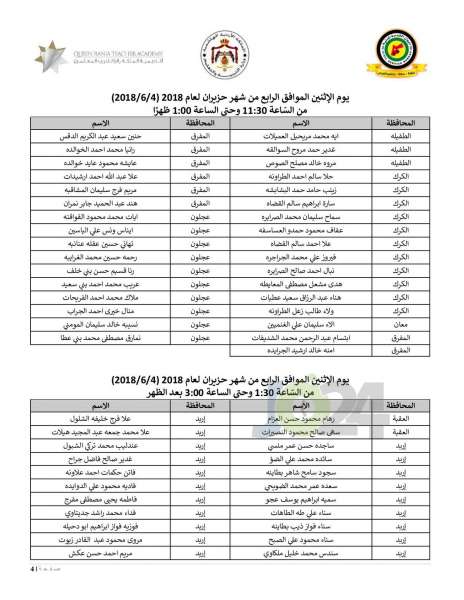 مدعوون للامتحان التّنافسي للمرحلة الثالثة  الجزء الاول لدبلوم إعداد وتأهيل المعلمين - أسماء