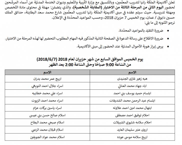 اعلان صادر عن ديوان الخدمة المدنية لتعيين موظفين - أسماء