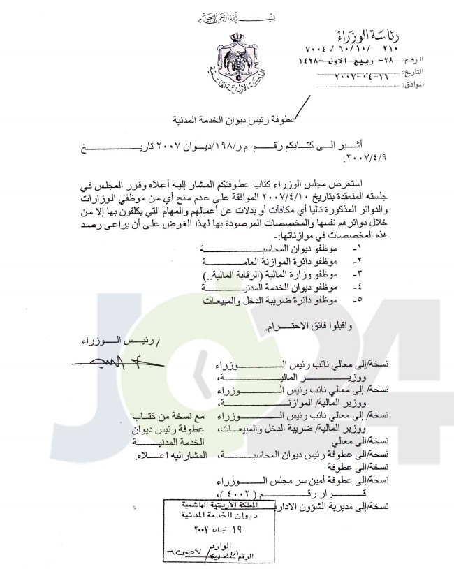 تعميم صادر عن ديوان الخدمة المدنية بخصوص صرف المكافآت - تفاصيل