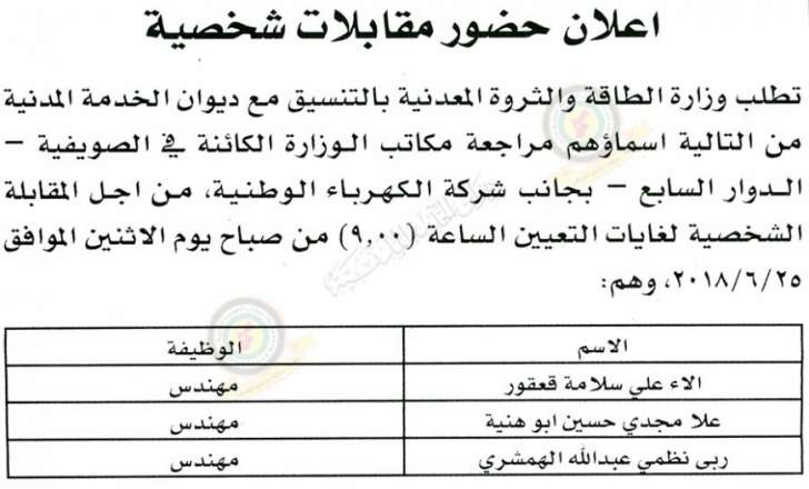 وظائف شاغرة ومدعوون للتعيين في مختلف الوزارات - أسماء