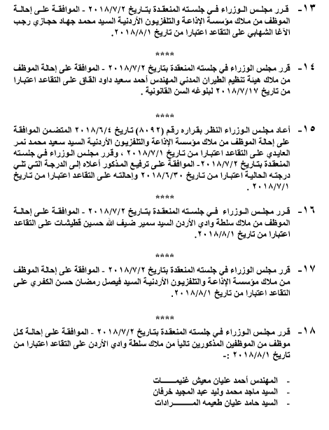 احالات الى التقاعد في مؤسسات حكومية - اسماء 