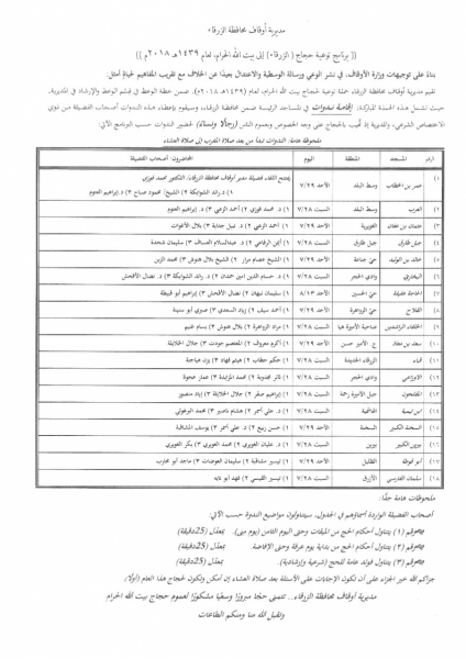 حملة توعية للاوقاف للحجاج في هذه المساجد