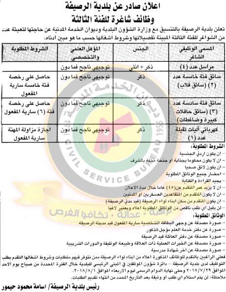 اعلان هام صادر عن ديوان الخدمة المدنية لتعيين موظفين - أسماء