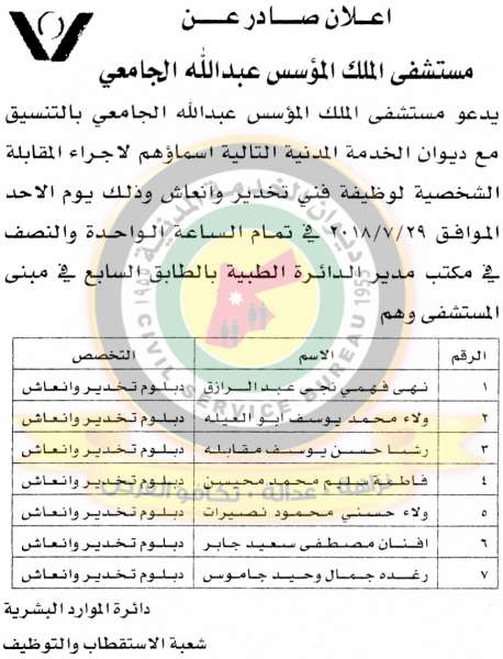 اعلان هام صادر عن ديوان الخدمة المدنية لتعيين موظفين - أسماء