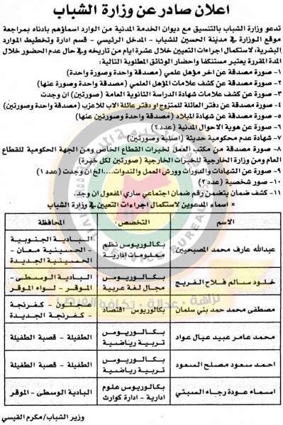 اعلان هام صادر عن ديوان الخدمة المدنية لتعيين موظفين - أسماء