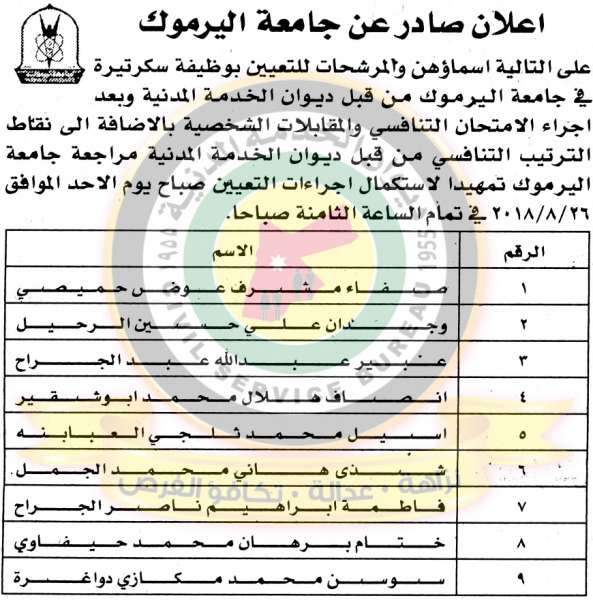 اعلان هام صادر عن ديوان الخدمة المدنية لتعيين موظفين - أسماء