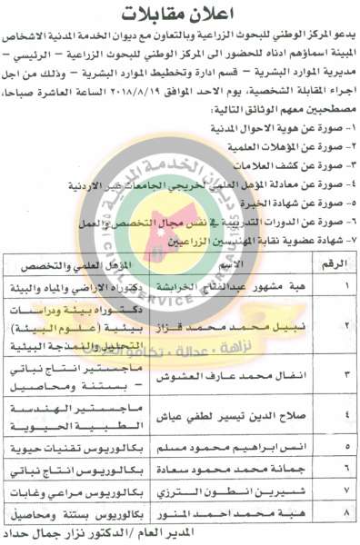 وظائف شاغرة ومدعوون للتعيين في مختلف الوزارات - أسماء