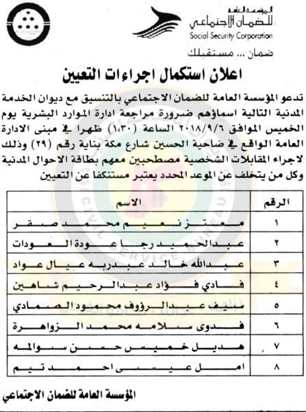 وظائف شاغرة ومدعوون للتعيين في مختلف الوزارات - أسماء