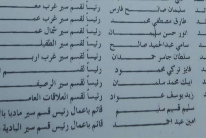 تعيين رؤساء اقسام في إدارة السير  - اسماء 