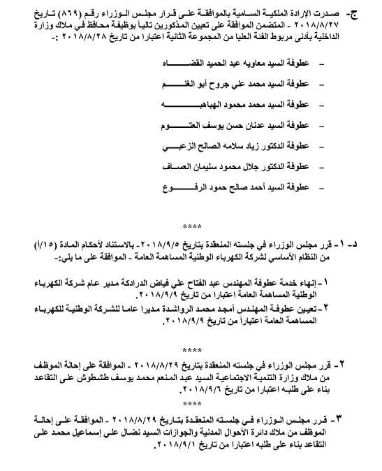 احالات الى التقاعد في التربية وانهاء خدمات لموظفين في مختلف الوزارات - اسماء 