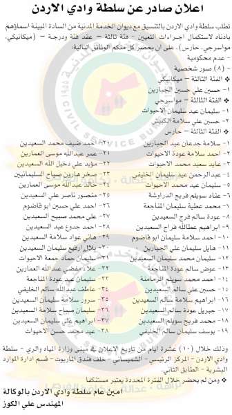 اعلان هام صادر عن ديوان الخدمة المدنية لتعيين موظفين - أسماء