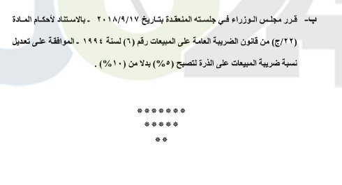 طالع أصناف السلع المعفاة من ضريبة المبيعات والمخفضة عنها - جداول