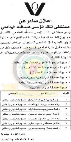 اعلان هام صادر عن ديوان الخدمة المدنية لتعيين موظفين - أسماء