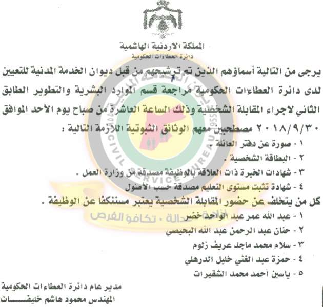 وظائف شاغرة ومدعوون للتعيين في مختلف الوزارات - أسماء