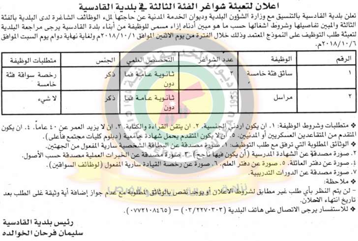 وظائف شاغرة ومدعوون للتعيين في مختلف الوزارات - أسماء