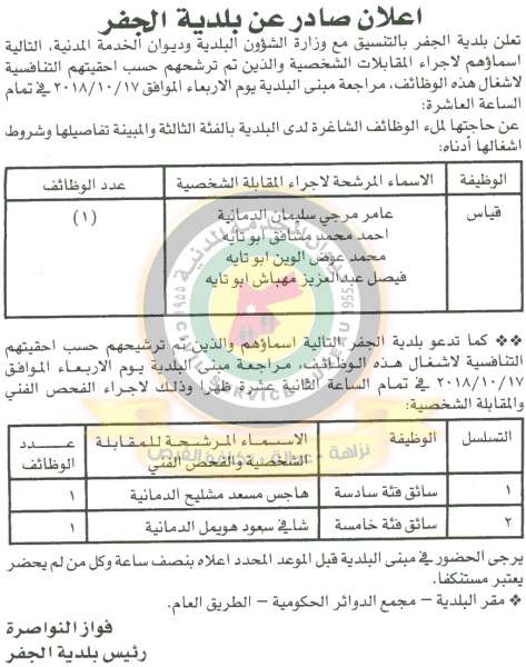 اعلان هام صادر عن ديوان الخدمة المدنية لتعيين موظفين - أسماء