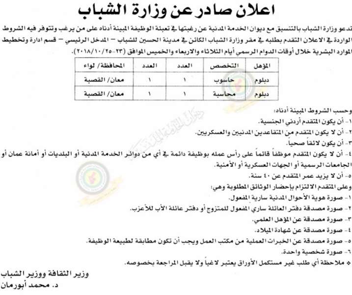 اعلان هام صادر عن ديوان الخدمة المدنية لتعيين موظفين - أسماء