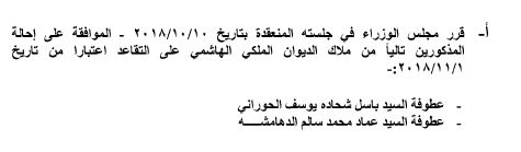 إحالات إلى التقاعد في الديوان الملكي - أسماء 