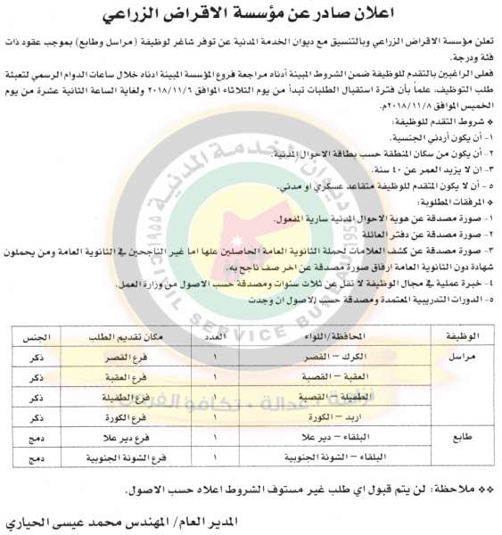 اعلان هام صادر عن ديوان الخدمة المدنية لتعيين موظفين - أسماء