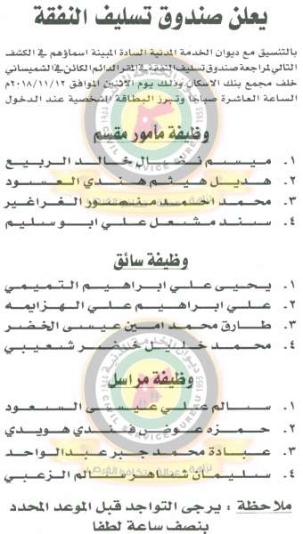 وظائف شاغرة ومدعوون للتعيين في مختلف الوزارات - أسماء