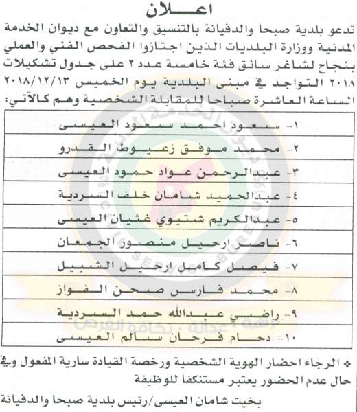 وظائف شاغرة ومدعوون للتعيين في مختلف الوزارات - أسماء