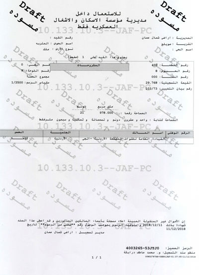 الجيش يصدر بيانا تفصيليا حول اراضي تلاع العلي - وثائق