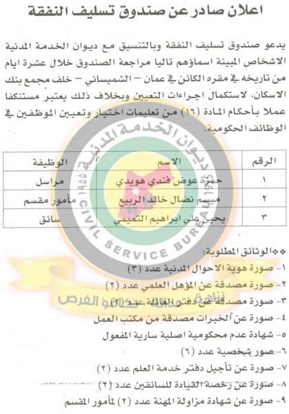 وظائف شاغرة ومدعوون للتعيين في مختلف الوزارات - أسماء