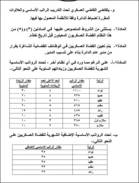 إرادة ملكية بالموافقة على نظام الخدمة القضائية للقضاة العسكريين وعلاواتهم في دائرة المخابرات