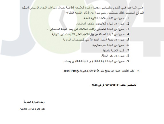 اعلان توظيف صادر عن جامعة البلقاء التطبيقية - تفاصيل 