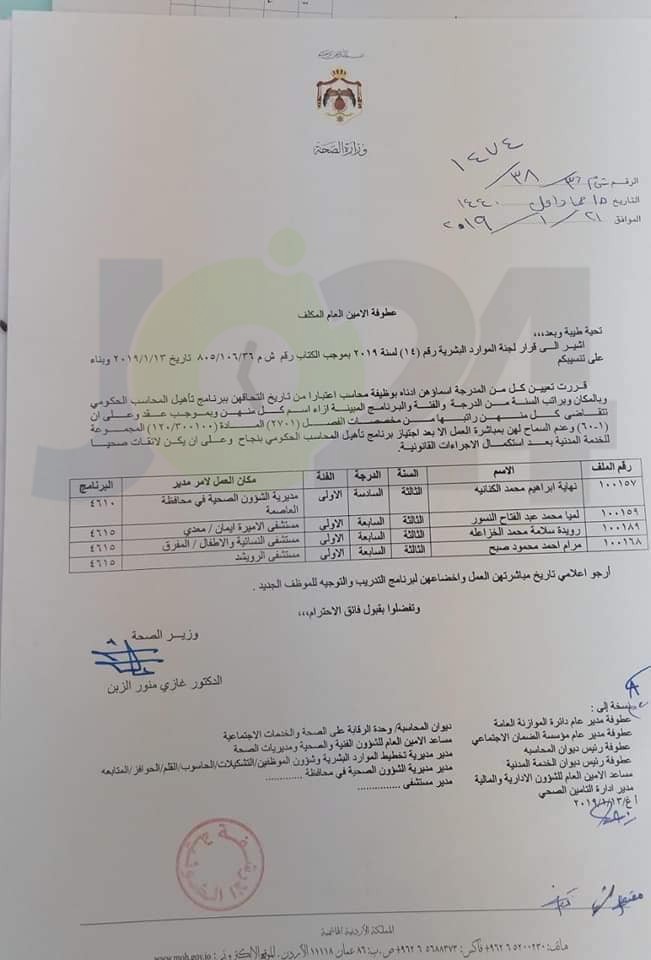 تكليفات لرؤساء أقسام وتعيينات لأطباء وصيادلة وإداريين في الصحة - أسماء