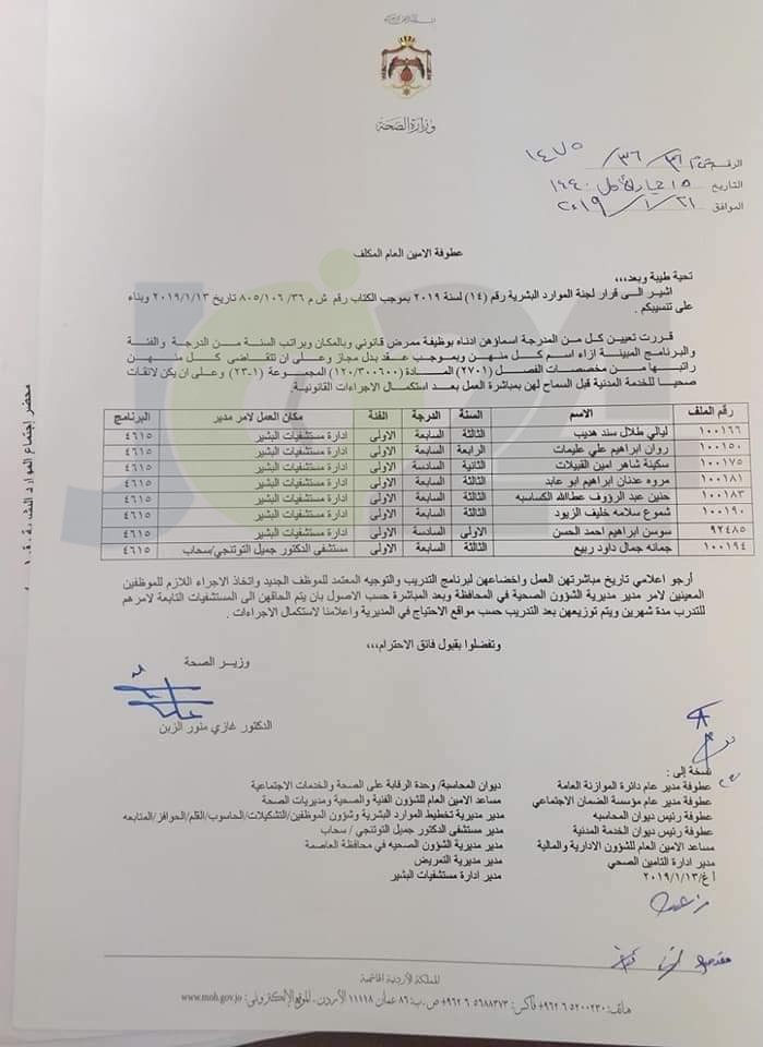 تكليفات لرؤساء أقسام وتعيينات لأطباء وصيادلة وإداريين في الصحة - أسماء