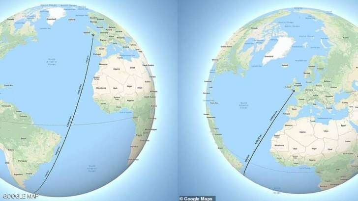 خريطة مذهلة.. كيف تبحر من أوروبا إلى نيوزلندا بخط مستقيم؟