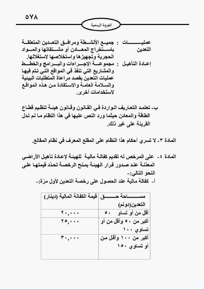 صدور نظام الكفالات المالية لإعادة تأهيل الأراضي المعدّنة