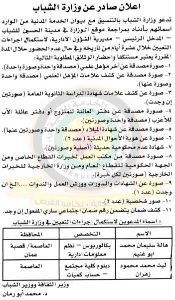 ديوان الخدمة يعلن عن وظائف شاغرة ومدعوون للتعيين في مختلف الوزارات - اسماء